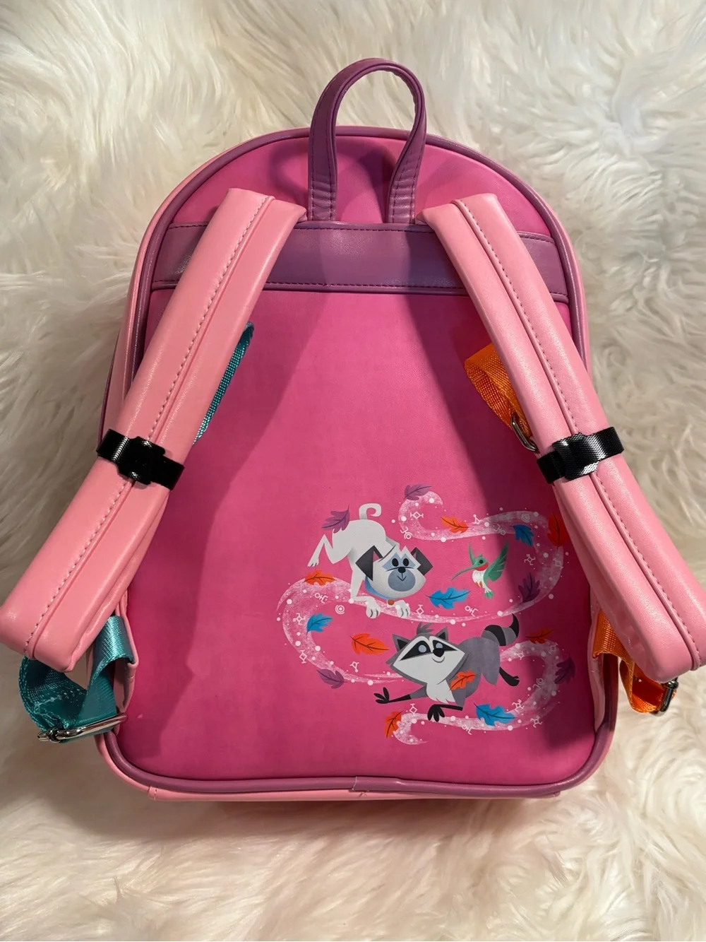 Loungefly Disney Pocahontas Colors of the Wind Pink Mini Backpack EUC